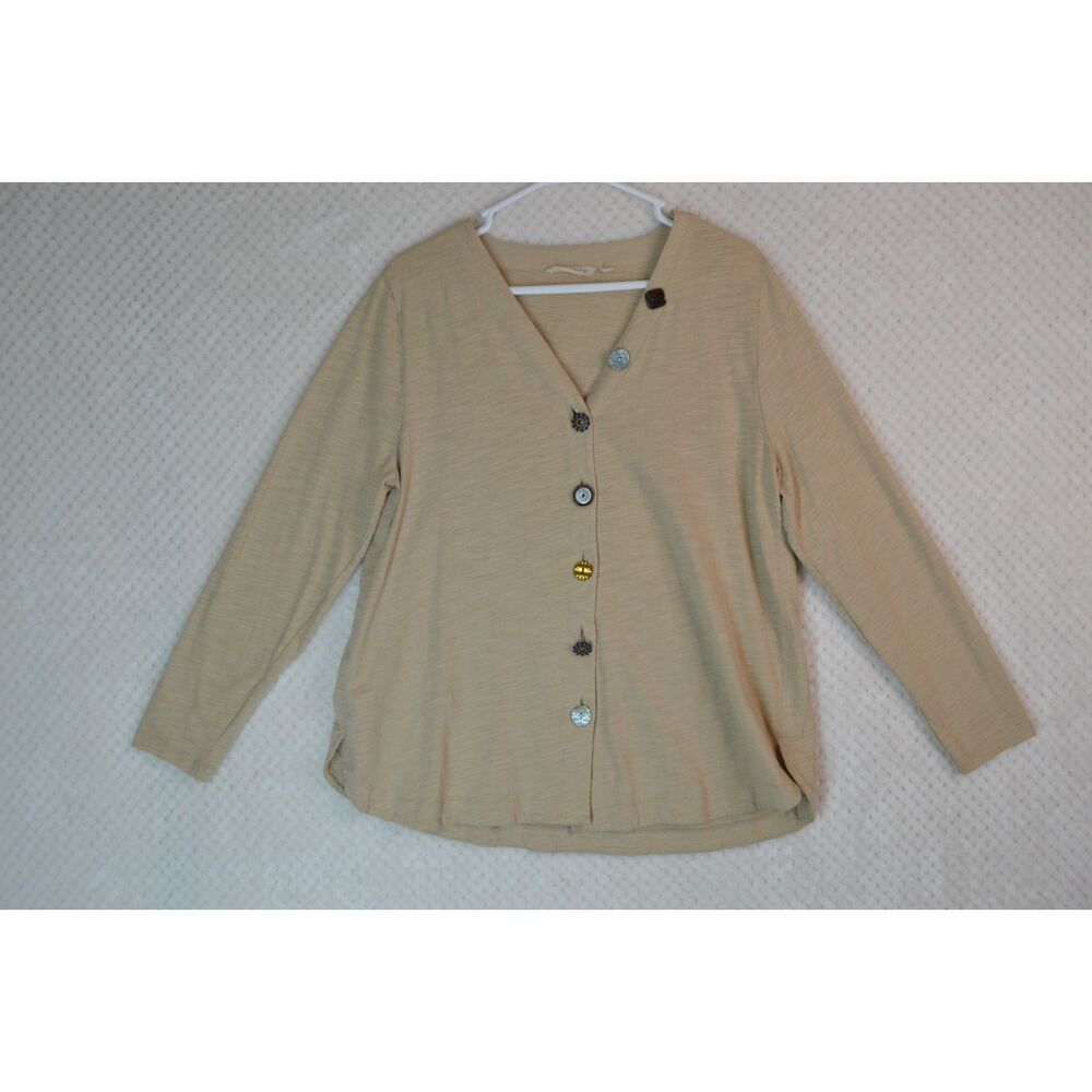 Soft Surroundings Delia Women's Large Cream Long Sleeve Top